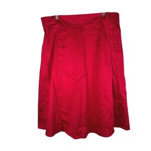 eShakti Red High-Waisted A-Line Skirt Size 16 Cotton Blend Coquette Prep